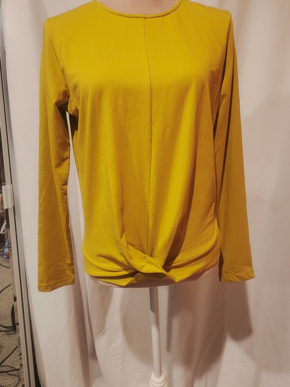Synergy Organic Cotton Women's Twist-Front Long-Sleeve - Mustard Color Size M